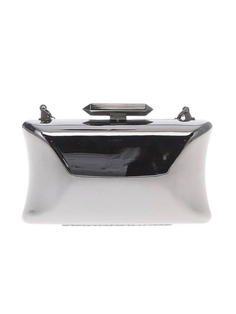 VINTAGE Treesje Asymmetry Chrome Minaudiere Clutch with Crossbody Chain RARE